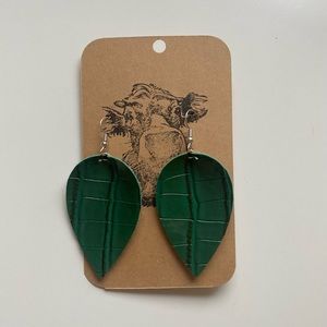 Faux leather green earrings